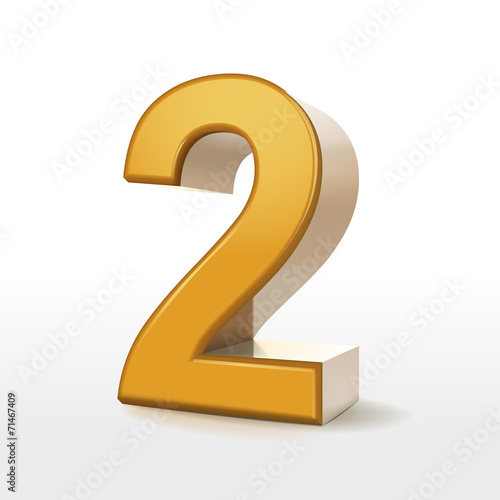 golden 3d number 2