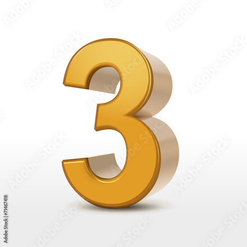 golden 3d number 3