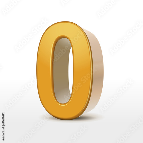 golden 3d number 0