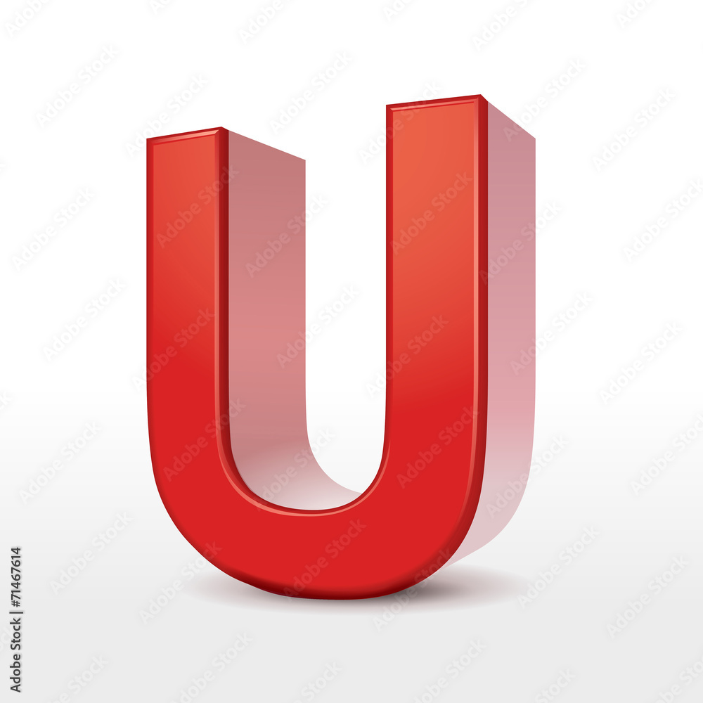 3d red letter U 3d red letter U