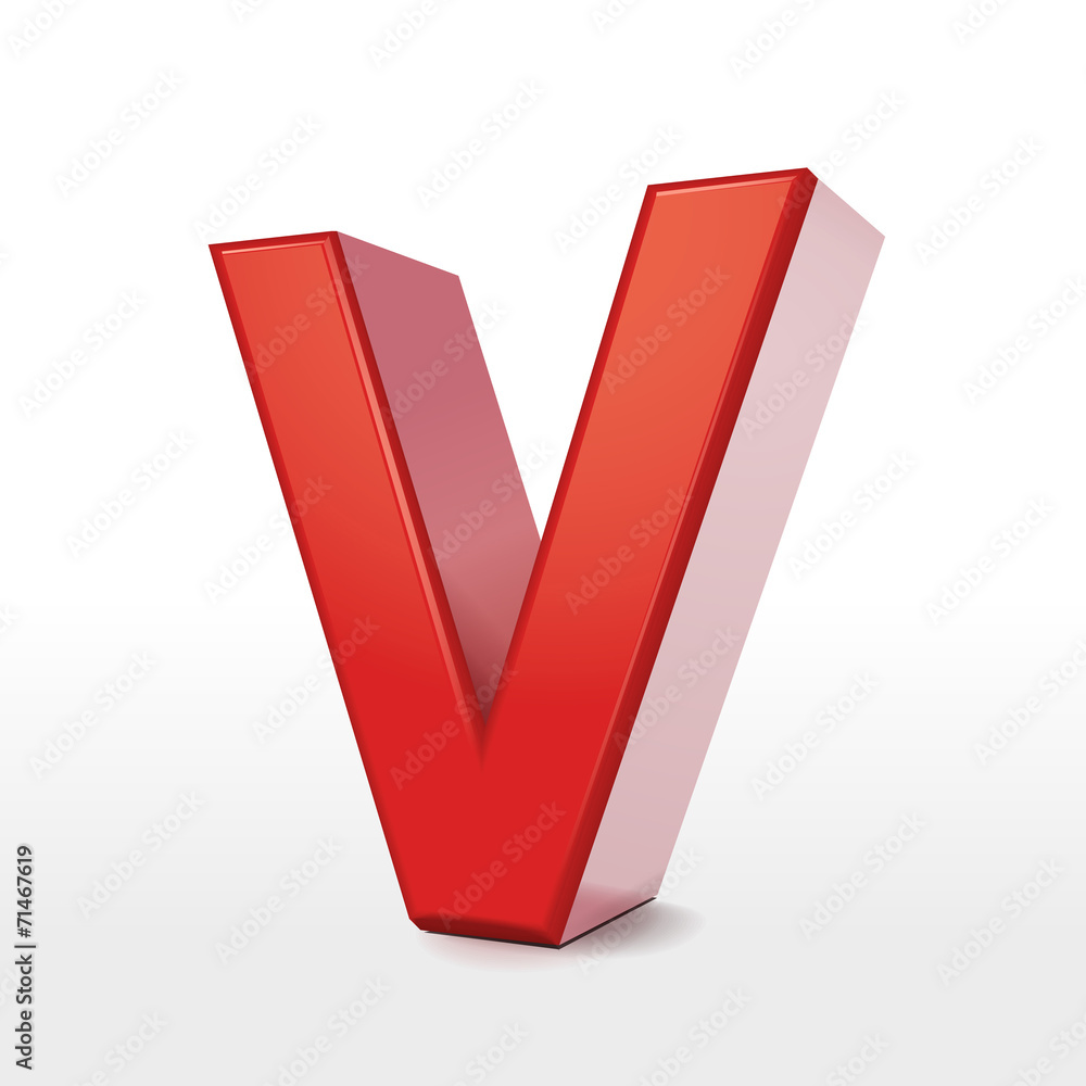 3d red letter V 3d red letter V