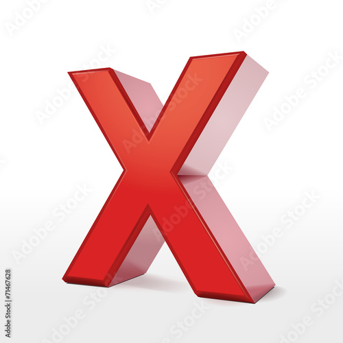 3d red letter X