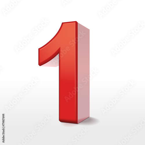 red 3d number 1