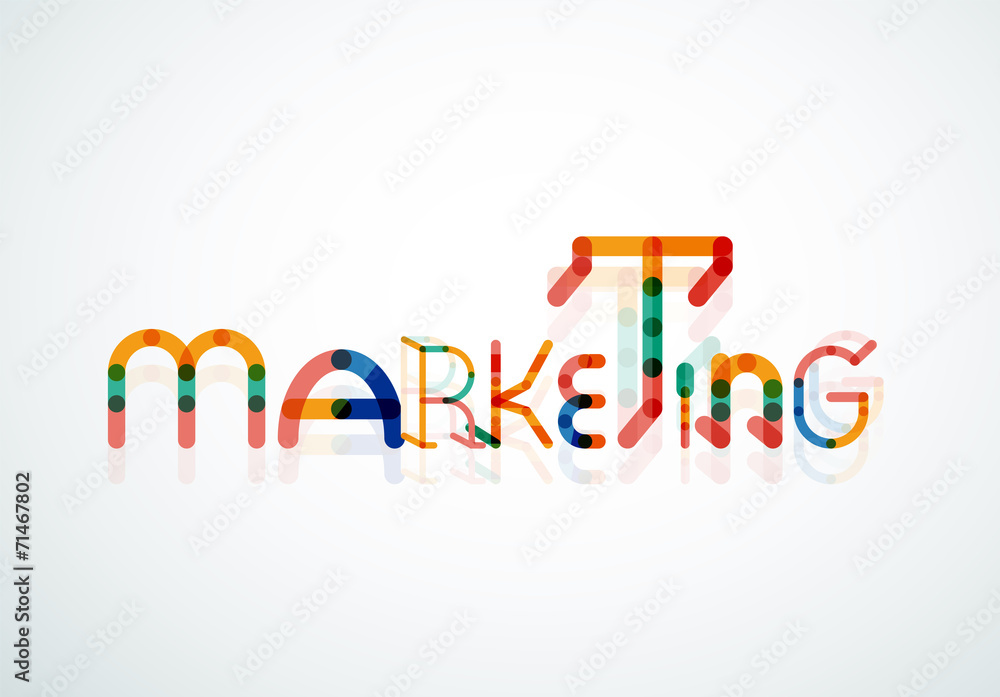 Marketing word font concept Marketing word font concept