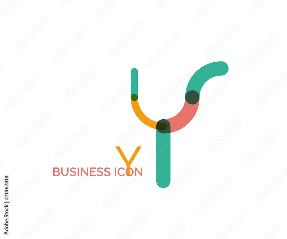 Minimal line font design, letter Y Minimal line font design, letter Y