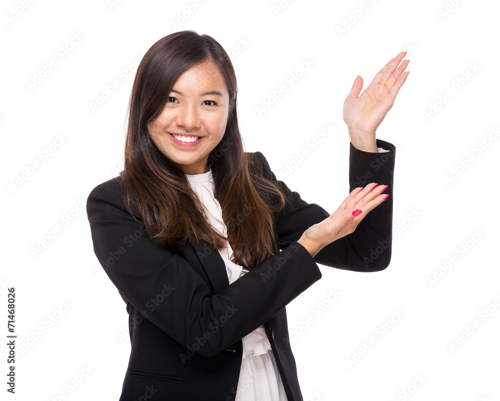 Asian businesswoman with hand presentation