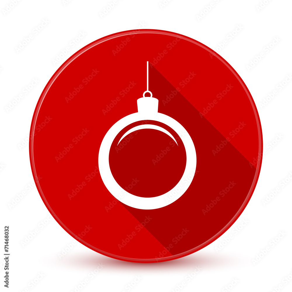 Red Christmas ball icon with long shadow Red Christmas ball icon with long shadow