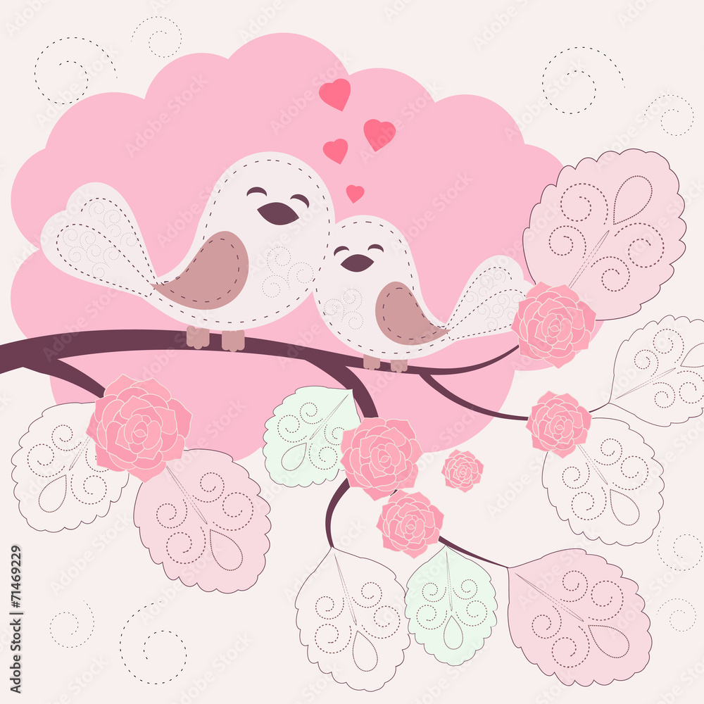 Loving birds - vector background Loving birds - vector background