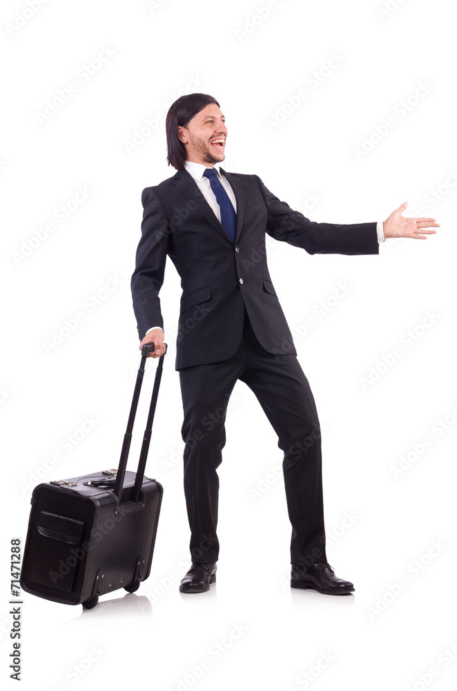 Businessman on business trip with luggage Businessman on business trip with luggage