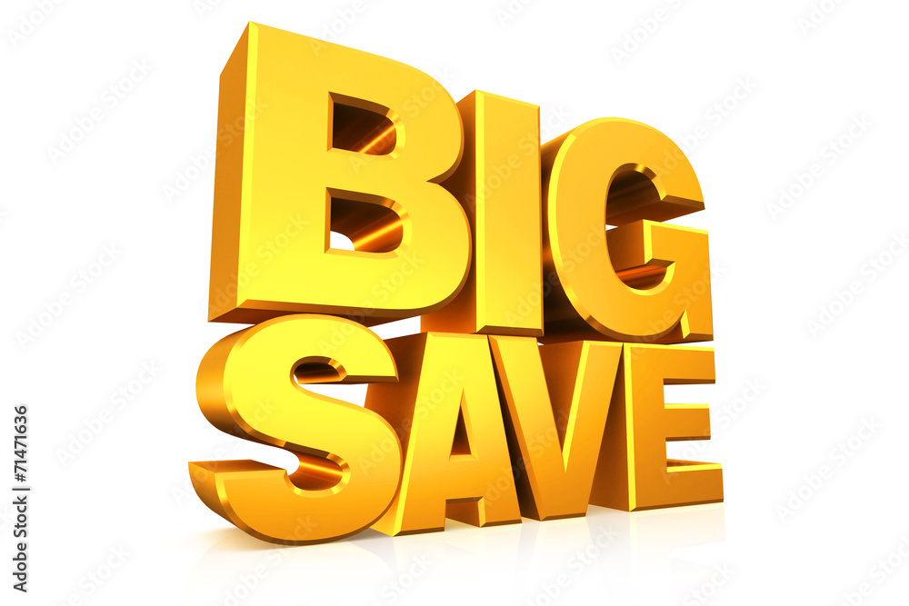 3D gold text big save. 3D gold text big save.