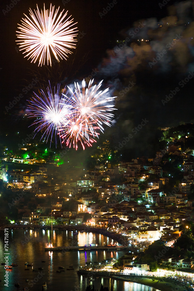 Firework on August the 15th in Parga Greece Firework on August the 15th in Parga Greece