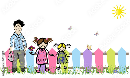 Niñas con su padre.