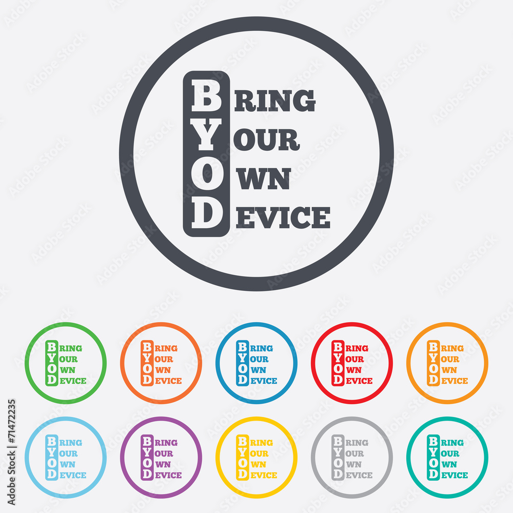 BYOD sign icon. Bring your own device symbol. BYOD sign icon. Bring your own device symbol.