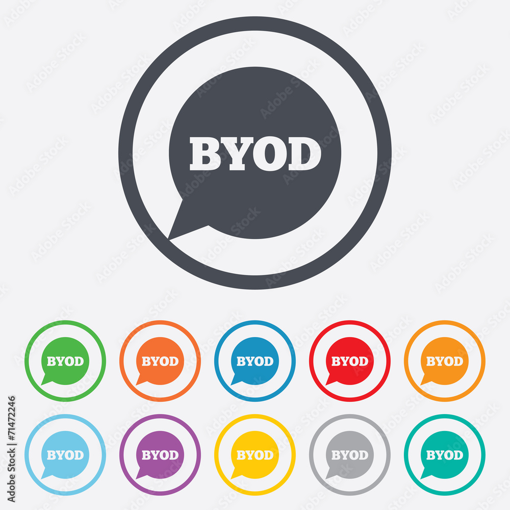 BYOD sign icon. Bring your own device symbol. BYOD sign icon. Bring your own device symbol.