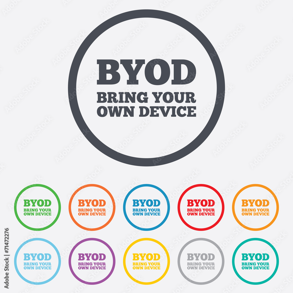 BYOD sign icon. Bring your own device symbol. BYOD sign icon. Bring your own device symbol.
