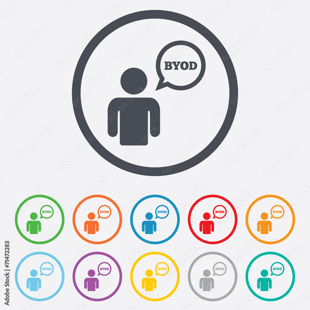 BYOD sign icon. Bring your own device symbol. BYOD sign icon. Bring your own device symbol.