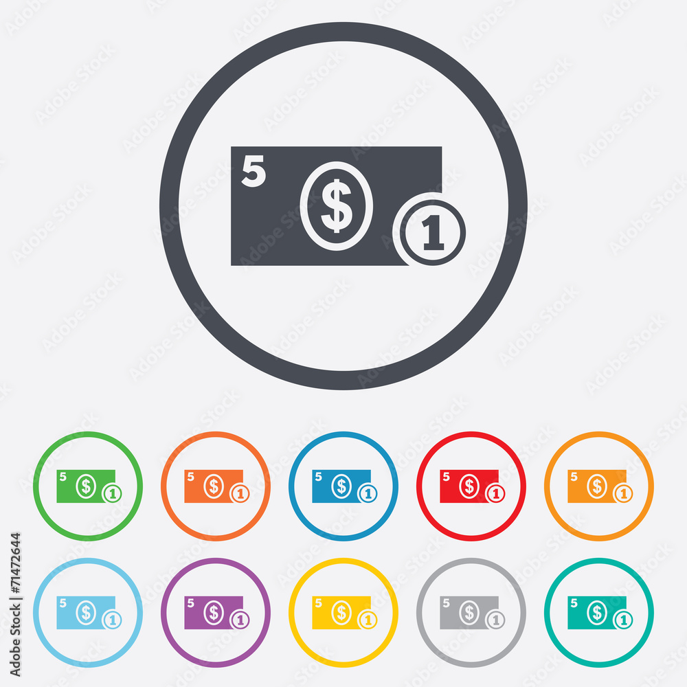 Cash sign icon. Dollar Money symbol. Coin. Cash sign icon. Dollar Money symbol. Coin.