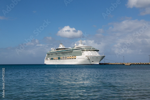 White Cruise Ship at End of Pier