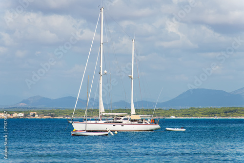 Yacht in the bay at anchor. © M-Production