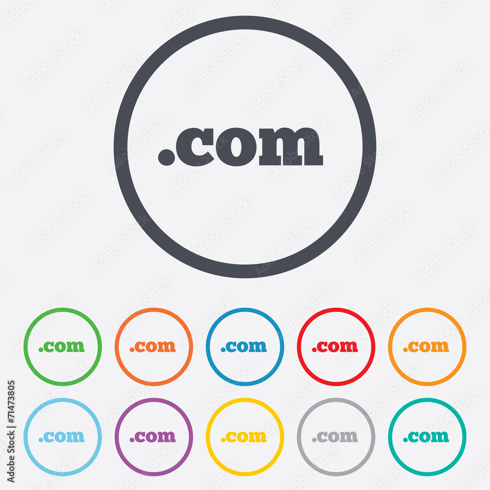 Domain COM sign icon. Top-level internet domain Domain COM sign icon. Top-level internet domain