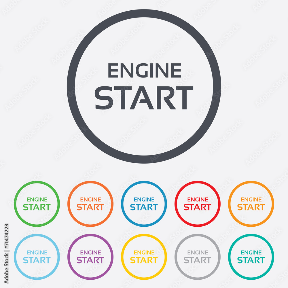 Start engine sign icon. Power button. Start engine sign icon. Power button.