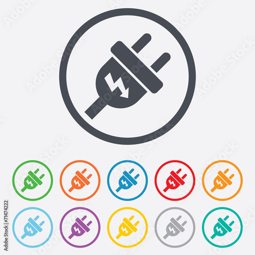 Electric plug sign icon. Power energy symbol.
