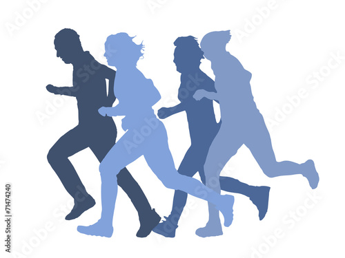 Group of runners silhouettes vector illustration