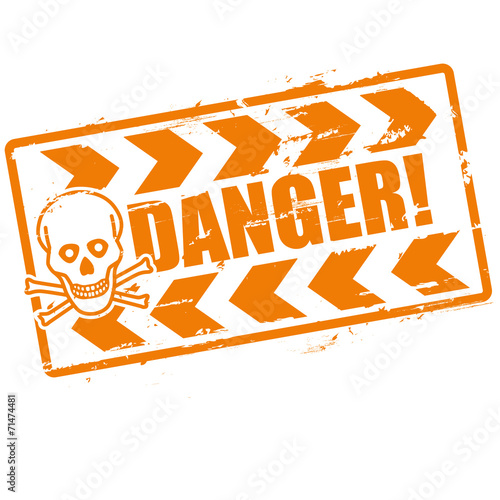 Stempel Danger und Gefahr mit Schädel