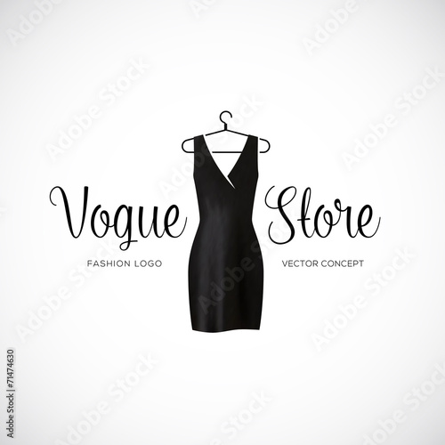 Fashion Vogue Store Logo Template With Black Dress