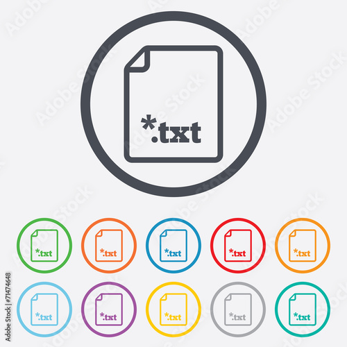 Text file icon. Download txt doc button.