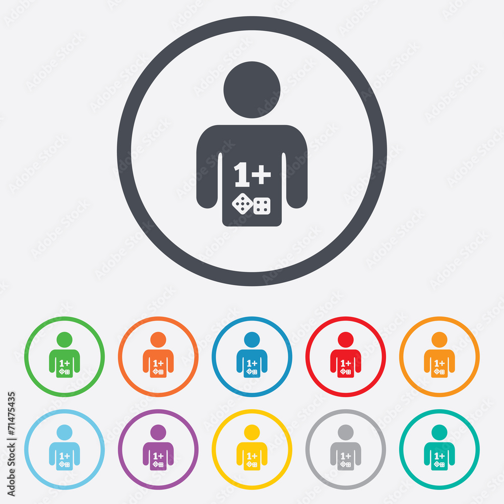Board games sign icon. One plus players symbol. Board games sign icon. One plus players symbol.