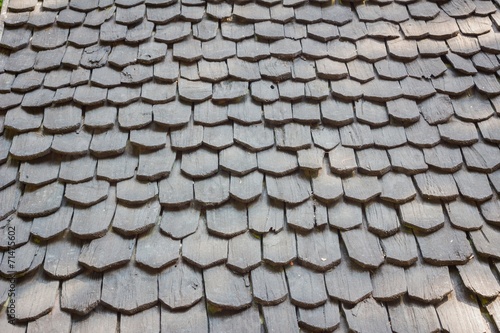 old traditional wooden roof tile of old house