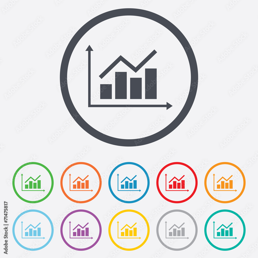 Graph chart sign icon. Diagram symbol. Graph chart sign icon. Diagram symbol.