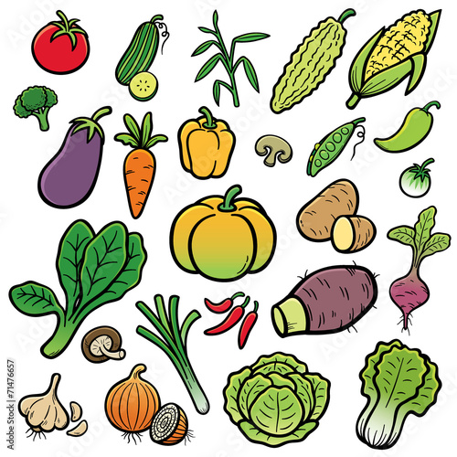 Vector Illustration of Cartoon vegetable set