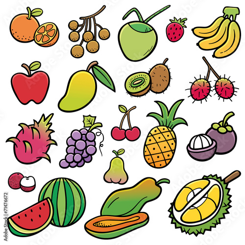 Vector illustration of Fruits set
