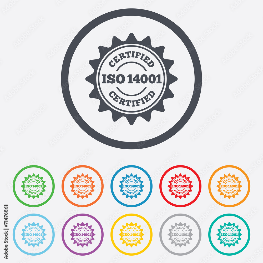 Obraz premium ISO 14001 certified sign. Certification stamp.