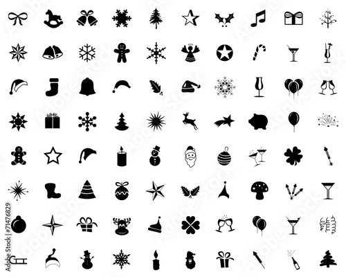 Icon Button Set - Weihnachten Silvester Sterne Schnee Xmas