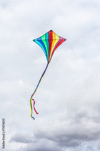 kite flying against a stormy sky