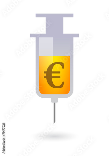 Syringe with a currency sign