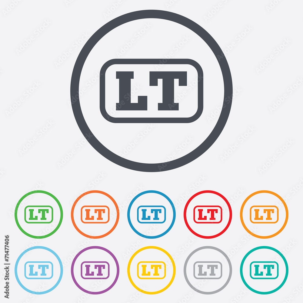 Lithuanian language sign icon. LT translation Lithuanian language sign icon. LT translation