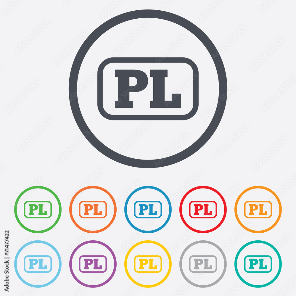 Polish language sign icon. PL translation Polish language sign icon. PL translation