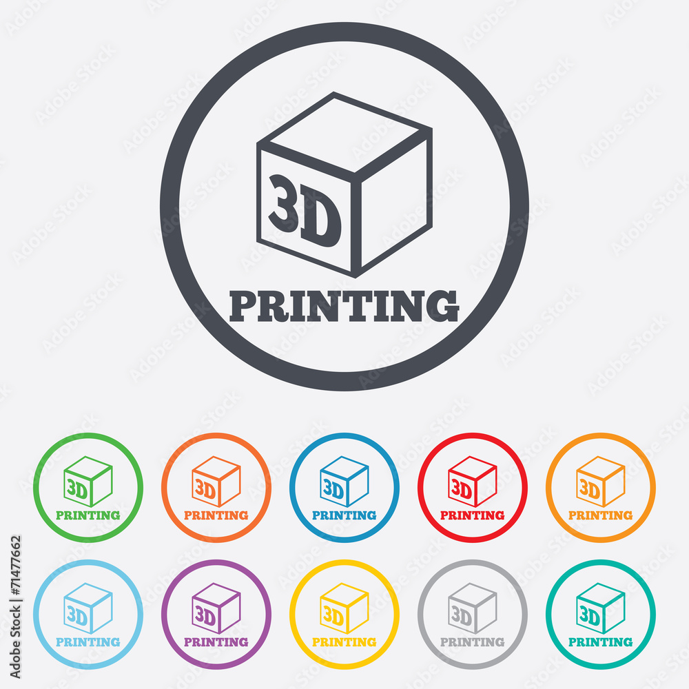3D Print sign icon. 3d cube Printing symbol. 3D Print sign icon. 3d cube Printing symbol.