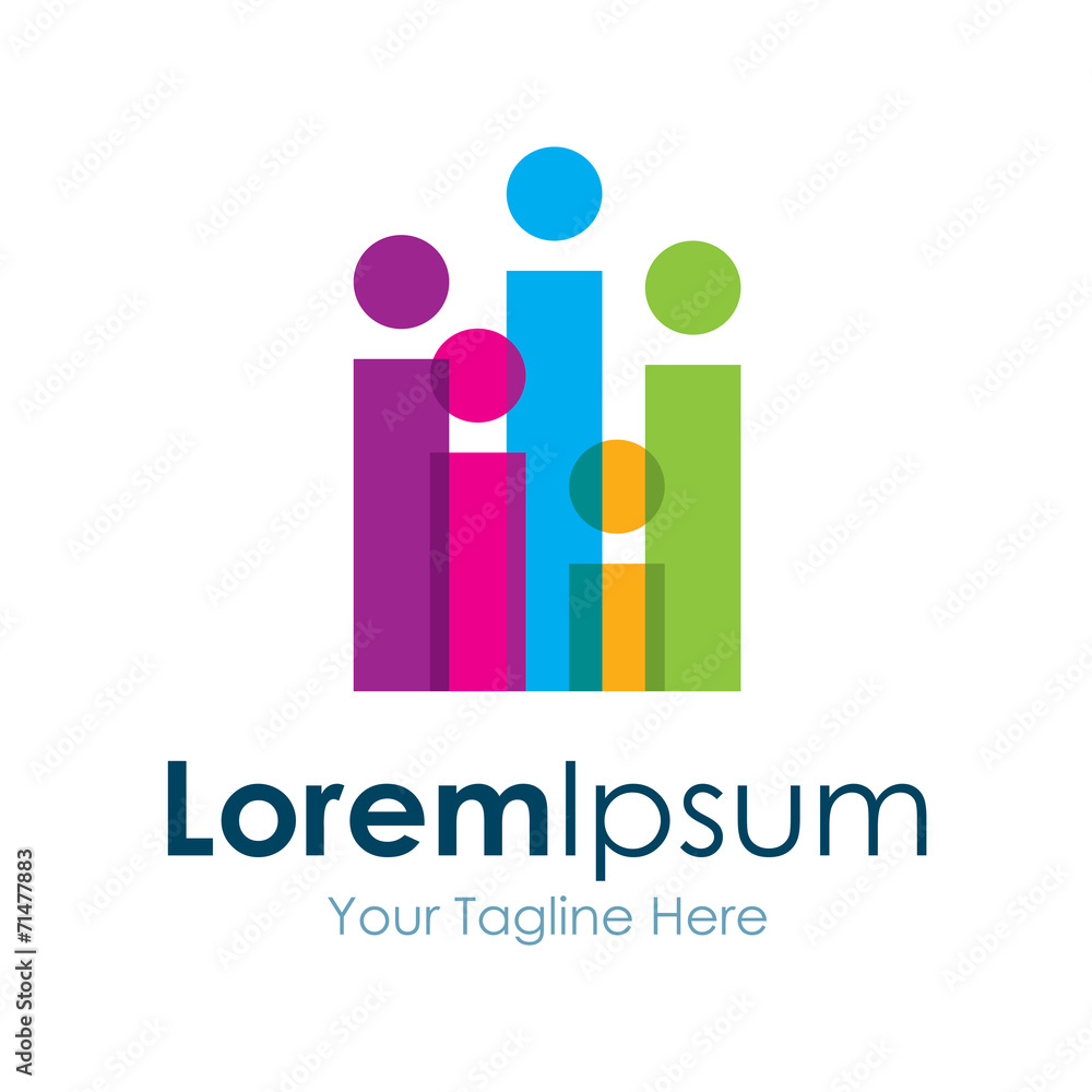 Family group colorful icon simple elements logo