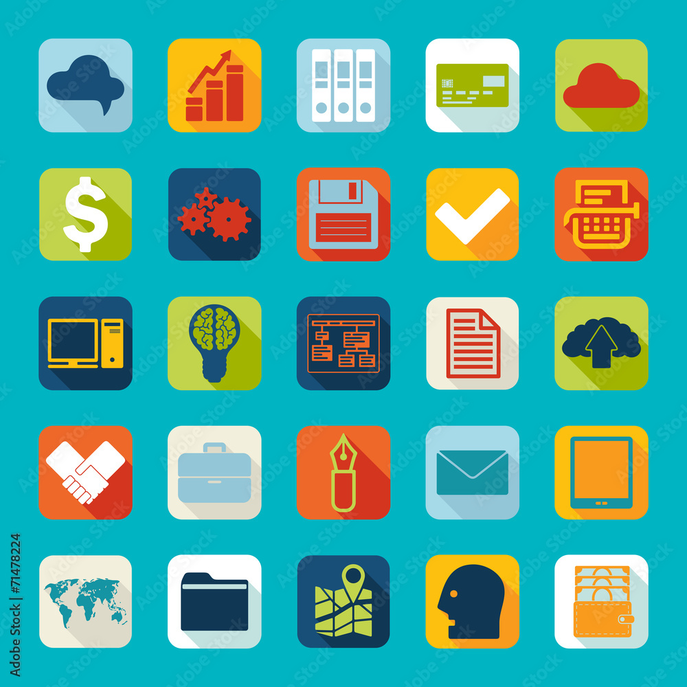 Set of business flat icons Set of business flat icons