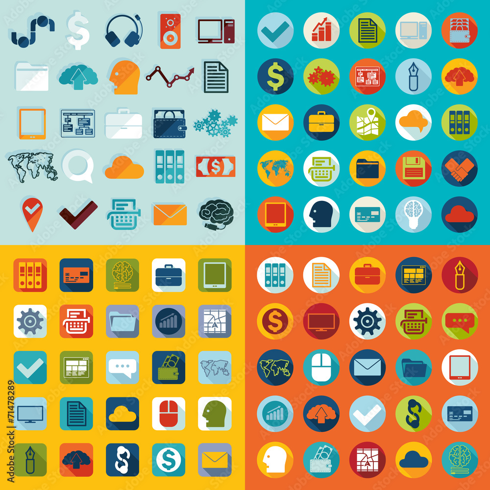 Set of business flat icons Set of business flat icons