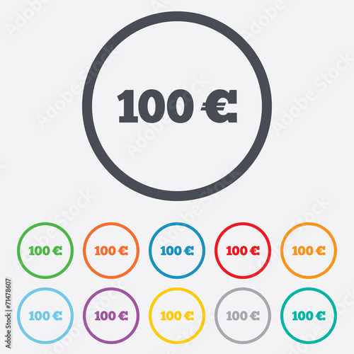Wallpaper Mural 100 Euro sign icon. EUR currency symbol. Torontodigital.ca