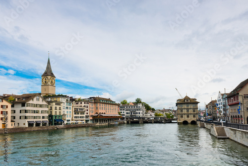 Limmat river and famous Zurich churches