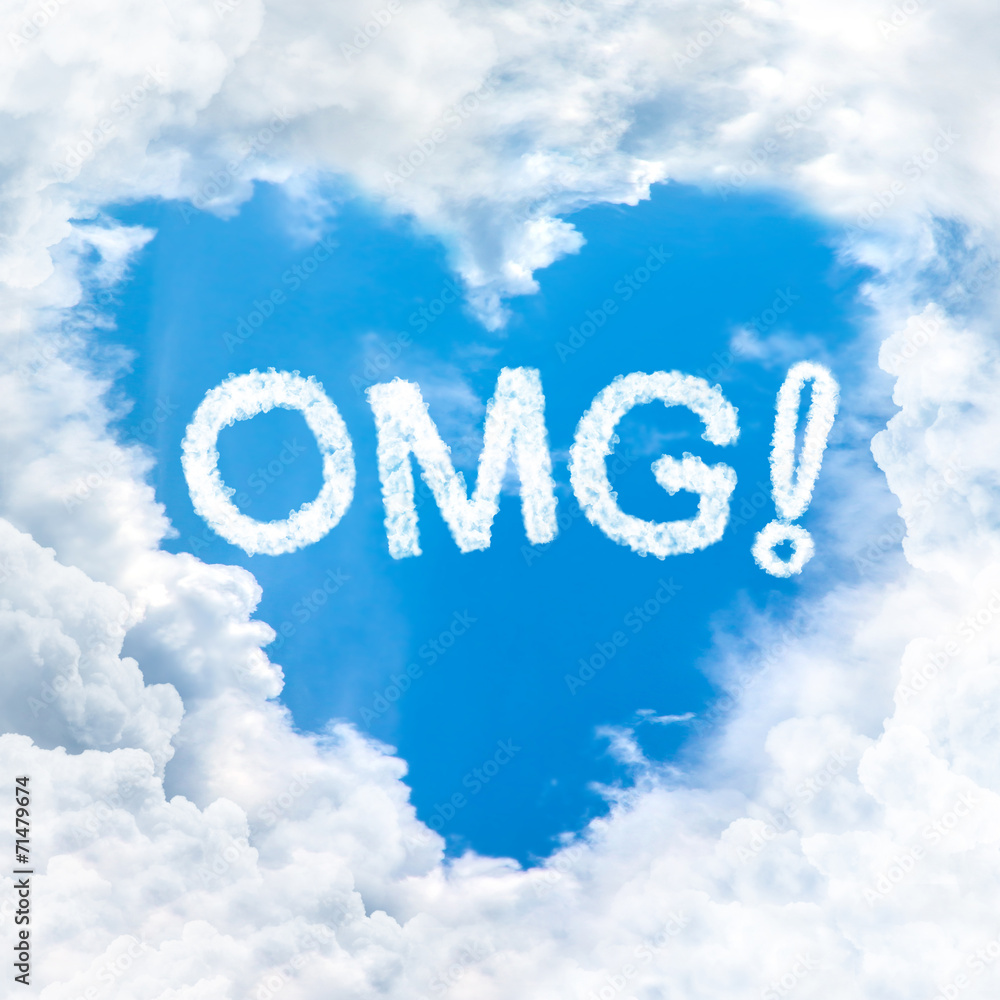 Fototapeta premium OMG word on blue sky