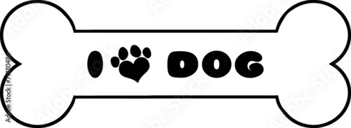 Dog Bone With Text And Love Paw Print