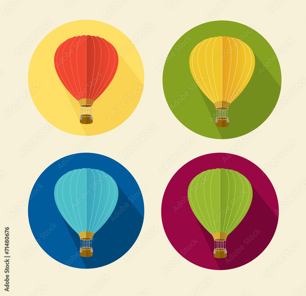 Obraz premium Vector air ballon icon set flat